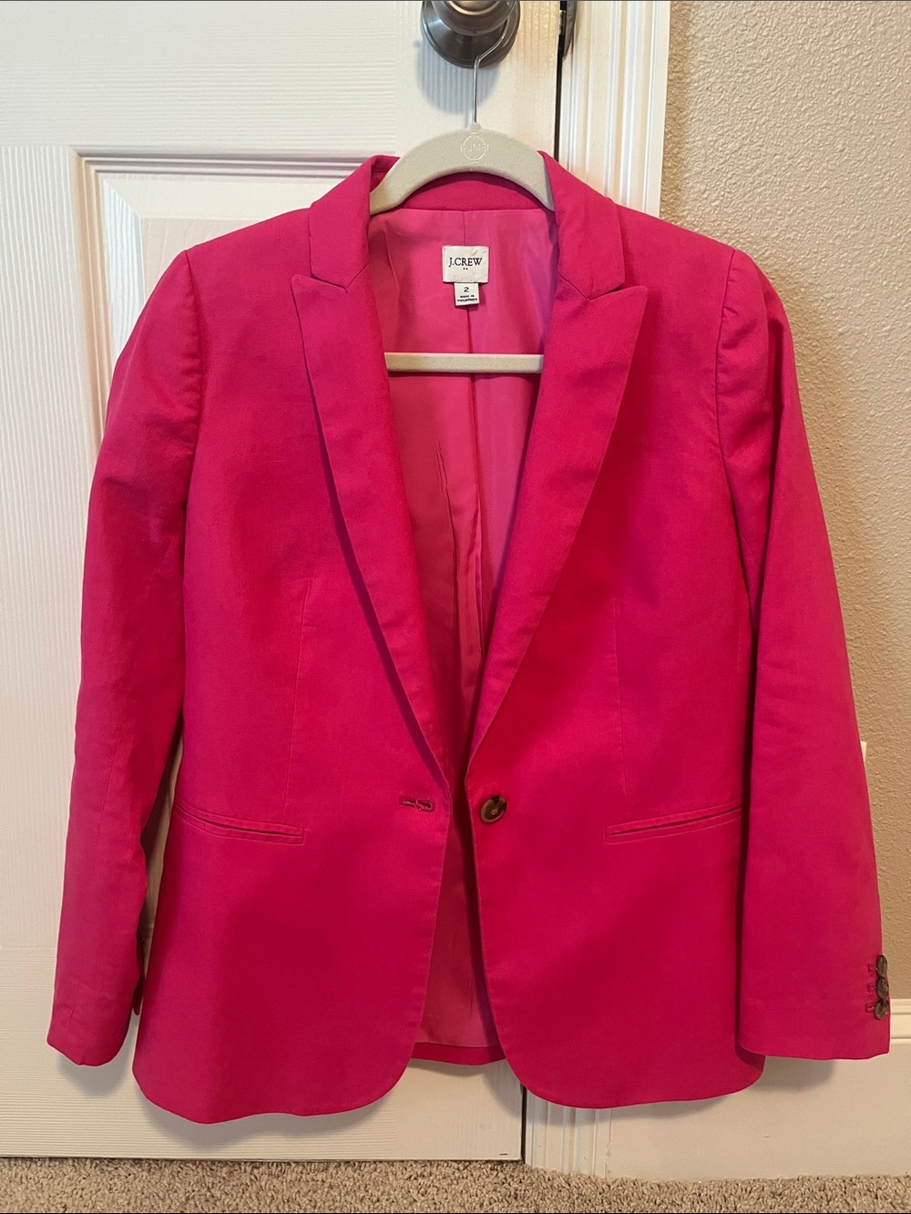 J. Crew Hot Pink Single-Button Blazer